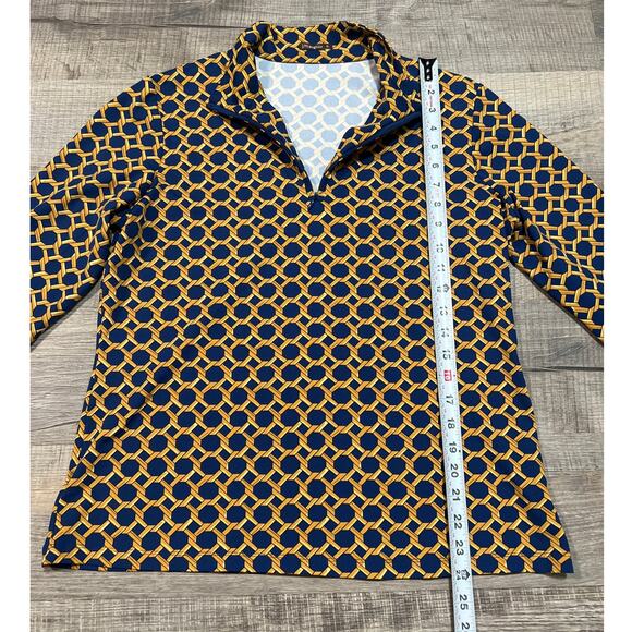 J McLaughlin Size XL Nylon Catalina Cloth Quarter Zip Pullover Chain Link Top - Picture 6 of 9